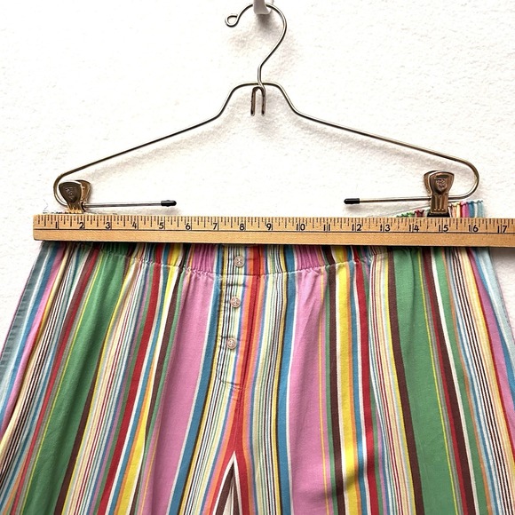 Victoria's Secret Vintage Y2K Large L Rainbow Striped Cotton Pajama Set Flannel - Picture 5 of 16